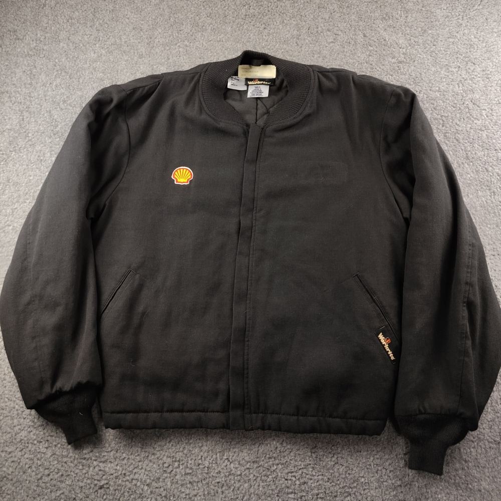 Workrite FR Bomber Jacket Mens Large Black Shell Oil FR Nomex EUC
